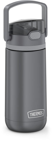 FUNTAINER 14 Ounce Stainless Steel Vacuum Insulated Kids Straw Bottle with Flip-up Straw by THERMOS – 12 Ounces, Stainless Steel, Gray, Model TS4350GY6