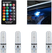 4Pcs T10 RGB LED Bulbs - 16 Colors & 4 Dynamic Modes Atmosphere Light with RF Remote - Compatible with 194 168 W5W 2825 - for Car Interior, Dome, Map, License Plate, Parking Lights