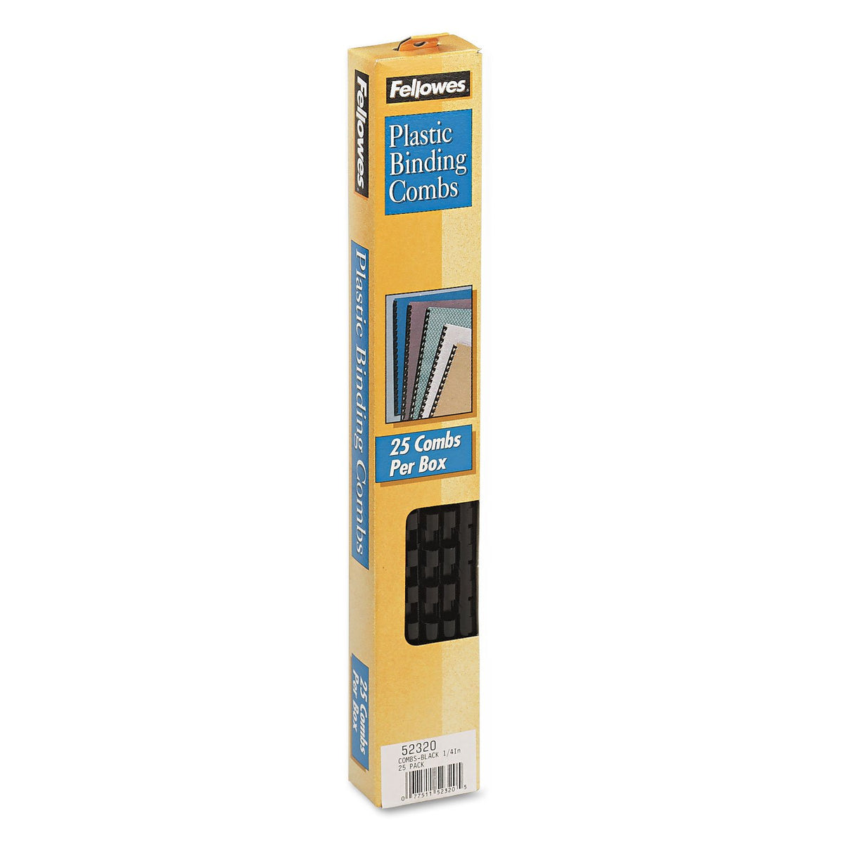 1/4in Black Binding Combs (25 Pack) by Fellowes – Each, 20.0 pages, Plastic, Black, Model 52320