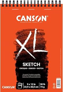 Canson XL Series Paper Sketch Pad for Charcoal, Pencil and Pastel, Top Wire Bound, 50 Pound, 9 x 12 Inch, 100 Sheets