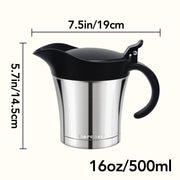 Rorence Gravy Boat Jug, 16 Ounce Insulated, Stainless Steel