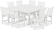 Polywood Traditional Garden 9-Piece Farmhouse Dining Set (White)