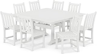 Polywood Traditional Garden 9-Piece Farmhouse Dining Set (White)