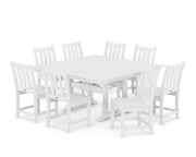 Traditional Garden 9-Piece Farmhouse Dining Set (White) by Polywood – Onesize, Plastic, White, Pack of 9