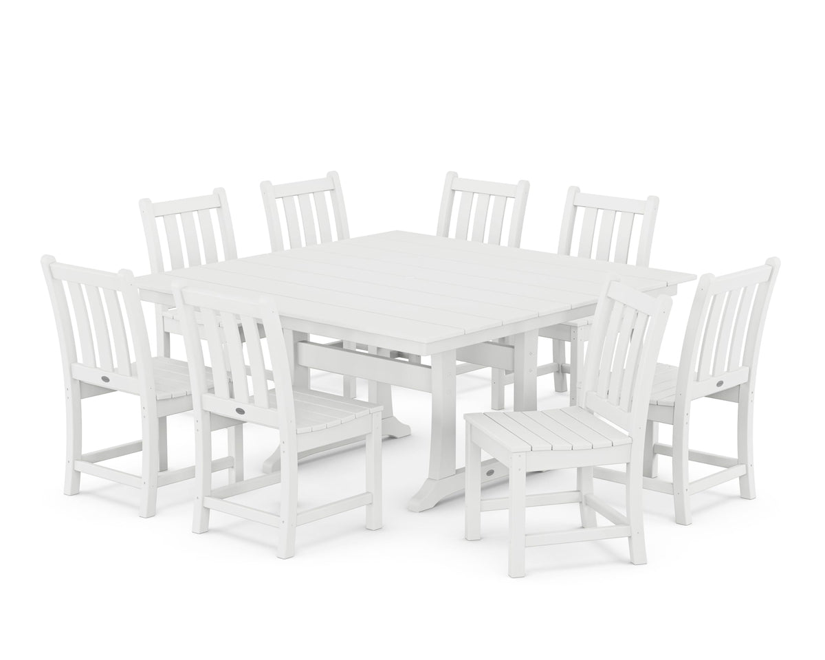 Traditional Garden 9-Piece Farmhouse Dining Set (White) by Polywood – Onesize, Plastic, White, Pack of 9