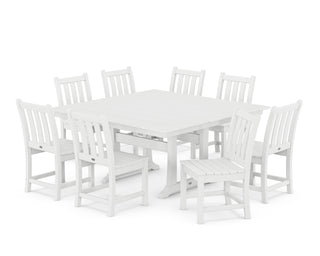 Traditional Garden 9-Piece Farmhouse Dining Set (White) by Polywood – Onesize, Plastic, White, Pack of 9