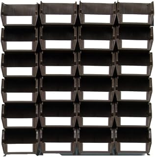 Triton Products LocBin 3-210BRWS Wall Storage Unit with Interlocking Poly Bins Wall Mount Rails 8-3/4-Inch L and Hardware, 24-Count, Brown, 26-Piece