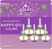 Glade PlugIns Refills Air Freshener, Scented and Essential Oils for Home and Bathroom, Happy-Go-Lilac, 3.35 Fl Oz, 5 Count