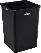 Global Industrial Square Plastic Garbage Can, 35 Gallon Capacity, Black