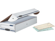 Stor/File - Check - TAA Compliant by Bankers Box – 25 x 9.25 x 4.13 inches, Paper, White/Blue, Pack of 12, Model FEL00706