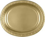 Unique Party Elegant Gold Solid Oval Plates - (Pack of 8) - Premium & Durable Material - Stunning & Stylish Design - Perfect for Parties, Celebrations & Special Occasions