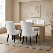 Faux Leather Upholstered Dining Chairs Set of by Furnifact – Faux Leather, White, Pack of 4