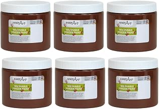 Handy Art Washable Finger Paint, Brown, 16 oz. Bottle, Pack of 6 (RPC241050-6)