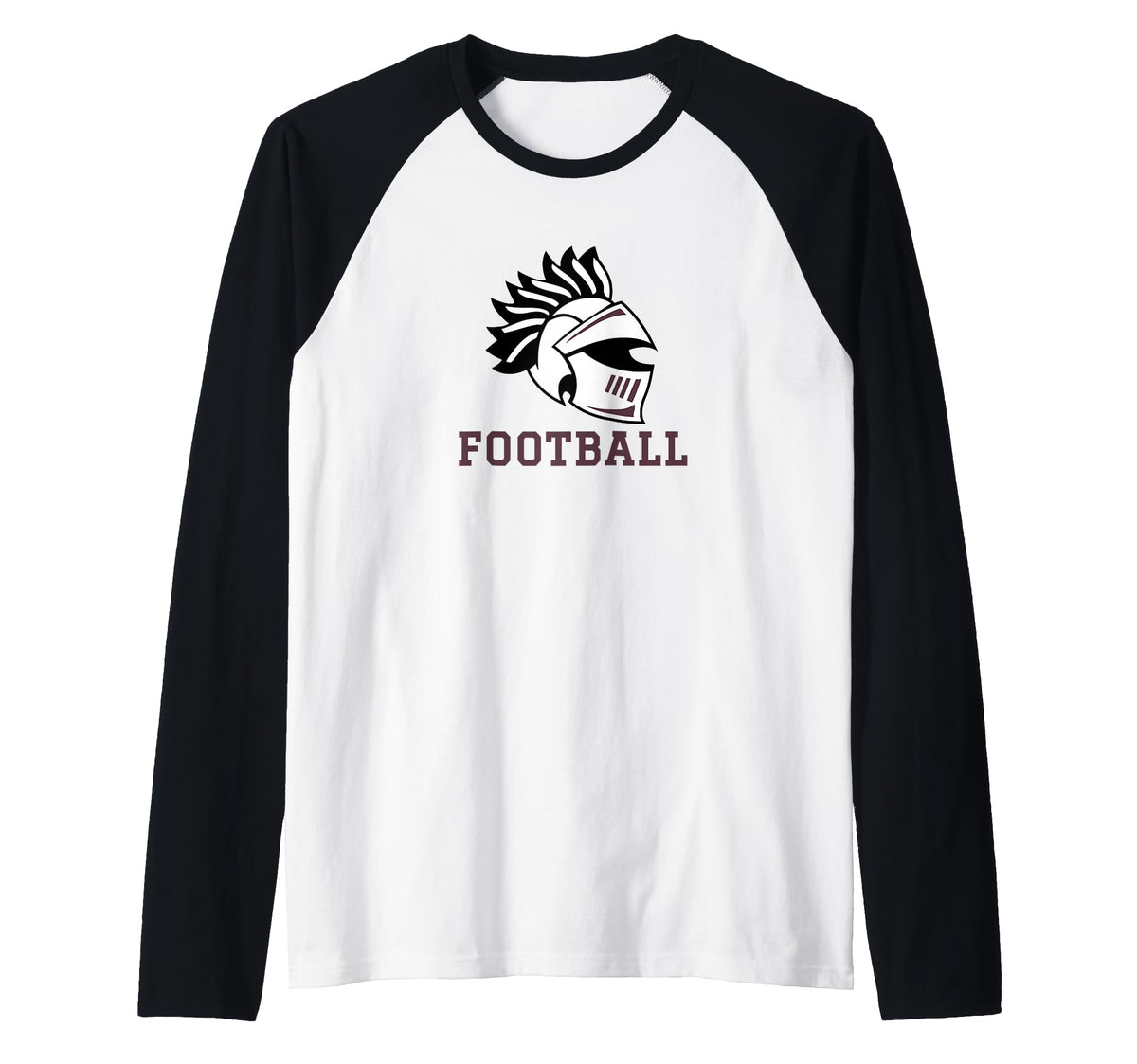 Curtis High School Warriors Football Raglan Baseball Tee by Curtis High School, Staten Island, NY 10301 – Black