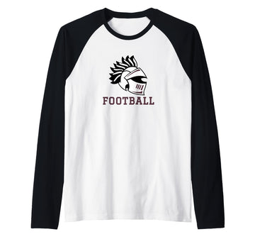 Curtis High School Warriors Football Raglan Baseball Tee by Curtis High School, Staten Island, NY 10301 – Black