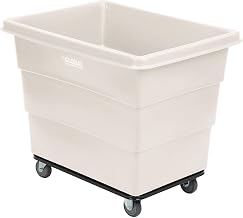 Global Industrial 12 Bushel Plastic Bulk Box Truck, Steel Base, White | 1000 lbs. Capacity, 4" Non-Maring Rubber Casters, 38-2/5"L x 28-9/10"W x 33"H