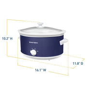 Slow Cooker 6-Quart Manual Crockery Style with Dishwasher Safe Oval Ceramic Crockpot and Glass Lid Two Temperature Settings Plus Keep Warm by West Bend – Model SCWB6QPTNW13