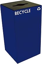 Witt Industries 28GC04-BL GeoCube Recycling Receptacle with Combination Slot/Round Opening, Steel, 28 gal, Blue