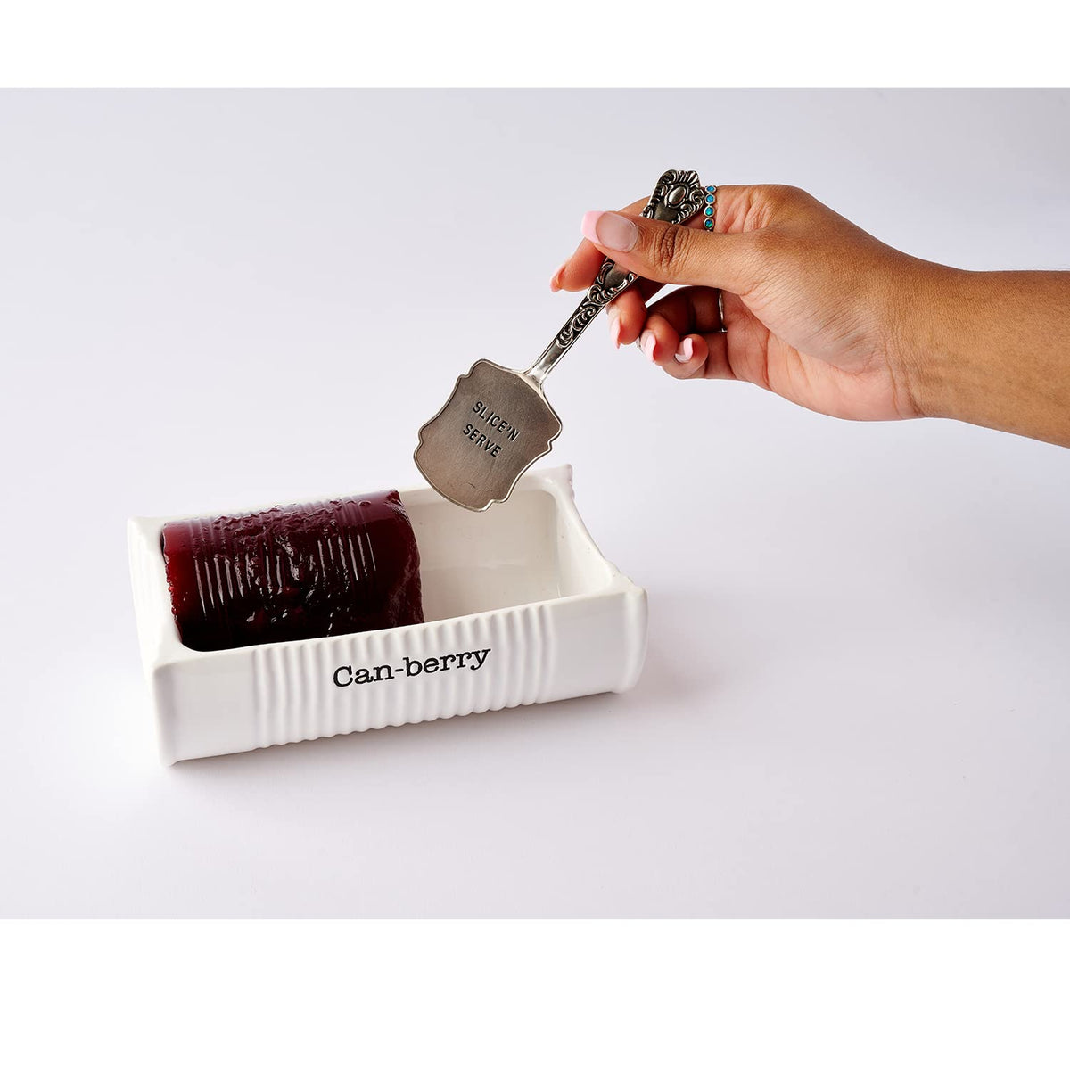 Mud Pie Ceramic Can-Berry Serving Dish With Spatula, White