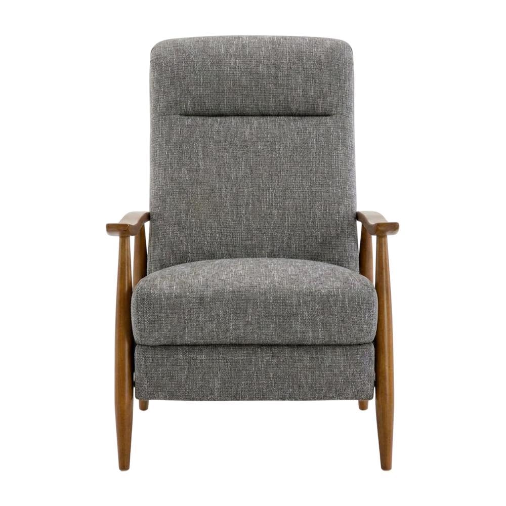 Performance Fabric Recliner with Wood Arms by Furnifact – Performance Fabric, Hardwood and plywood frame construction, Grey