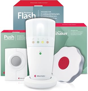 Bellman & Symfon Push Button Notification System - Wireless and Caregiver Call Button, Alert with Vibrations (Push Button TX + Flash RX + Bed Shaker) - Smart Home Signaling Devices for Hard of Hearing