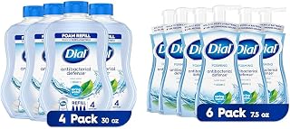 Dial Antibacterial Foaming Hand Wash Spring Water, 30 Ounce Refill Pack of 4 and 7.5 Ounce Pack of 6