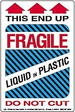 Labelmaster L83 Fragile Liquid in Plastic Label, 4" x 6" (Pack of 500)