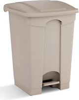 Safco Plastic Step-On Trash Can for Hands-Free Disposal, Great for Home and Commercial Use, 12 Gallon, Tan (9925TN)