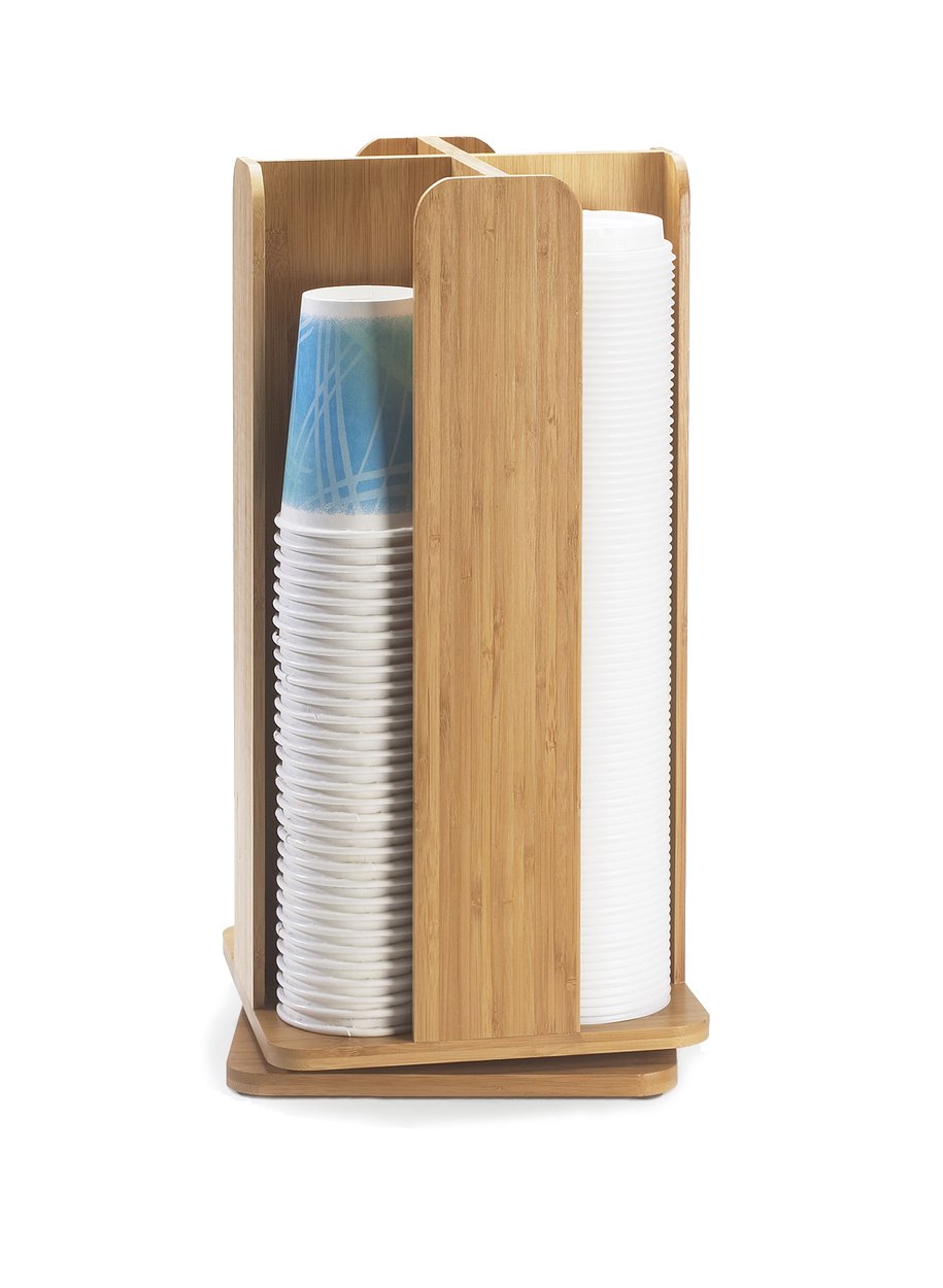Bamboo Revolving Cup/Lid Organizer by CAL-MIL – 8"wx8"dx18.25"h, Bamboo, Model 378-60