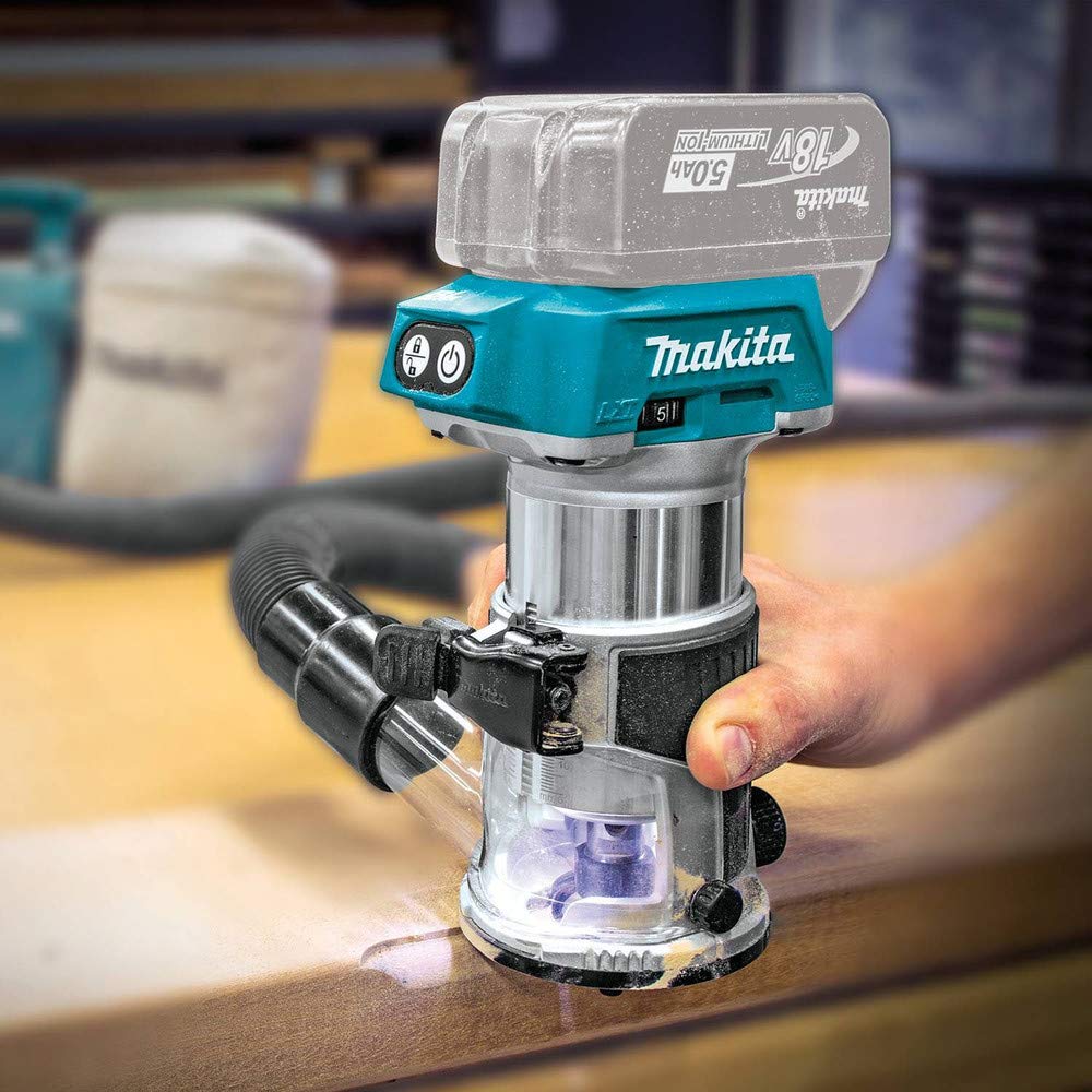 18V LXT Lithium-Ion Brushless Cordless Compact Router by Makita – TOOLS, Teal, Model XTR01Z