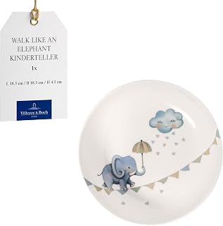 Villeroy & Boch Boho Kids Walk Like an Elephant Deep Children's Porcelain Soup Plate, 18.5 cm , Dishwasher & Microwave Safe
