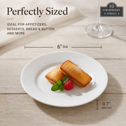Simply Round 6" Appetizer Plate by 10 Strawberry Street – 6" Appetizer, Ceramic, White, Pack of 6, Model 6RD-6ACE-TSS