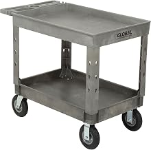 Global Industrial Plastic 2 Tray Shelf Industrial Strength Service & Utility Cart, 44â€ x 25-1/2â€, 8" Pneumatic Wheels
