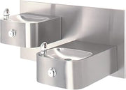 Haws 1119.14 Dual Satin Finish 14 Gauge 304 Stainless Steel "Hi-Lo" Barrier-Free Wall Mounted Drinking Fountain with Back Panel
