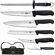 Victorinox 7-Piece Fibrox Handle Cutlery Set with Black Canvas Knife Roll