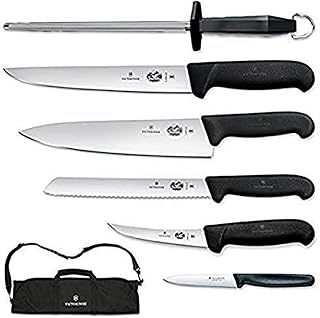 Victorinox 7-Piece Fibrox Handle Cutlery Set with Black Canvas Knife Roll
