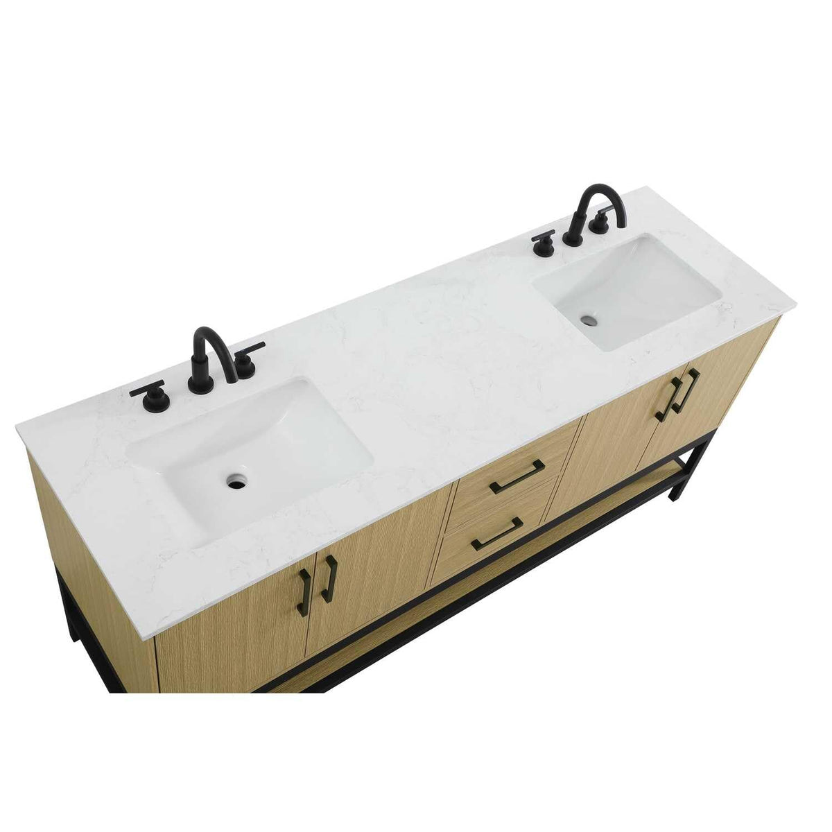 Elegant Kitchen and Bath 72" Double Bathroom Vanity in Honey Brown by Elegant Lighting – 72.00" W x 22.00" H x 20.00" D, Wood, Honey Brown, Model VF60772DMHB
