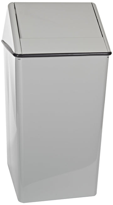 Stainless Steel 36-Gallon Waste Watcher Hamper and Swing Top Receptacle by Witt Industries – Square, 36.0 gallons, Stainless Steel, Slate, Model 1511HTSL