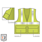 GloWear 8225Z ANSI High Visibility Lime Solid Reflective Safety Vest by Ergodyne – Small-Medium, Polyester, Zippered Lime, Model 21163