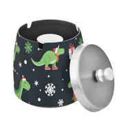 Christmas Dinosaur Pattern Splash Ashtray with Lid by ALAZA – Stainless Steel, C1180, Model g541129097p1082c1149s2657