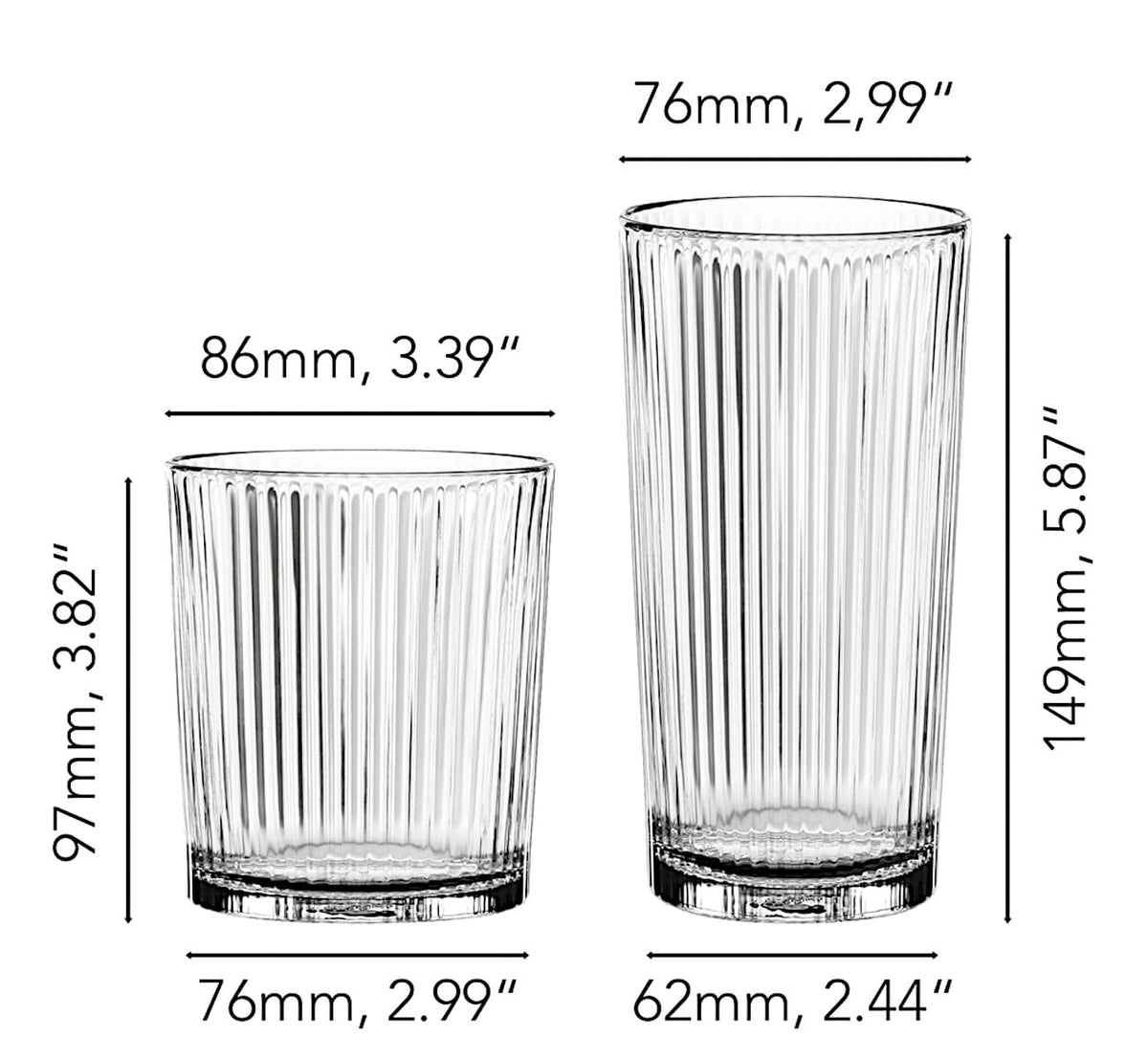 APERITIVO Mug Set / 12 [SET12] [SP] by Nachtmann – 7.6 cm x 14.9 cm, 384 milliliters, Clear, Pack of 12, Model 106002