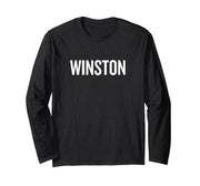 Winston Long Sleeve T-Shirt by WINSTON Name Text Desings – Black, Model 4VHDBDCJ5JE
