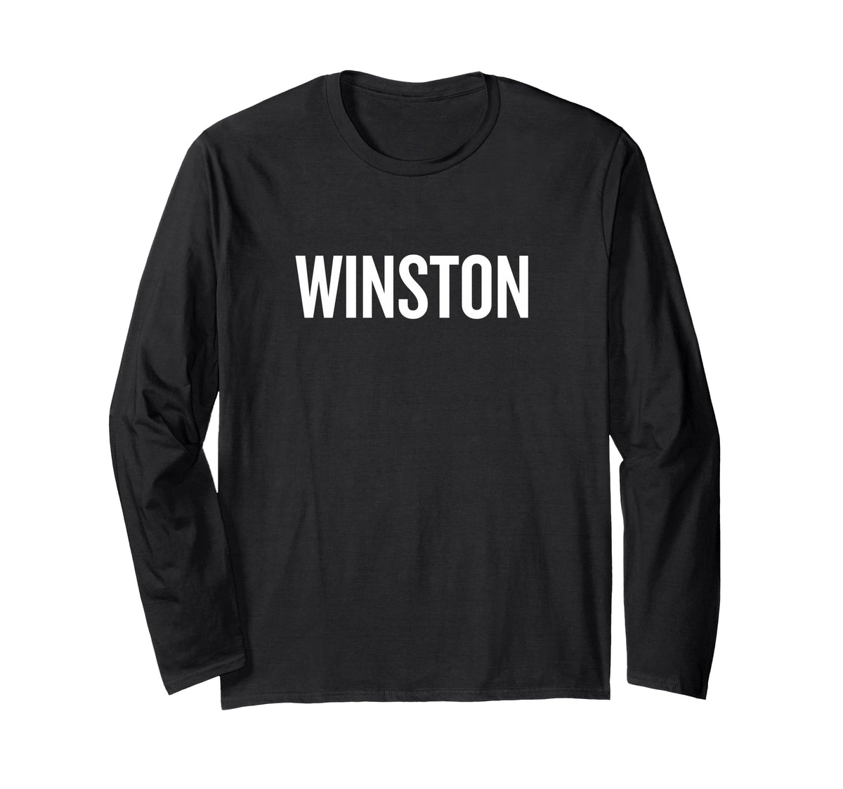 Winston Long Sleeve T-Shirt by WINSTON Name Text Desings – Black, Model 4VHDBDCJ5JE