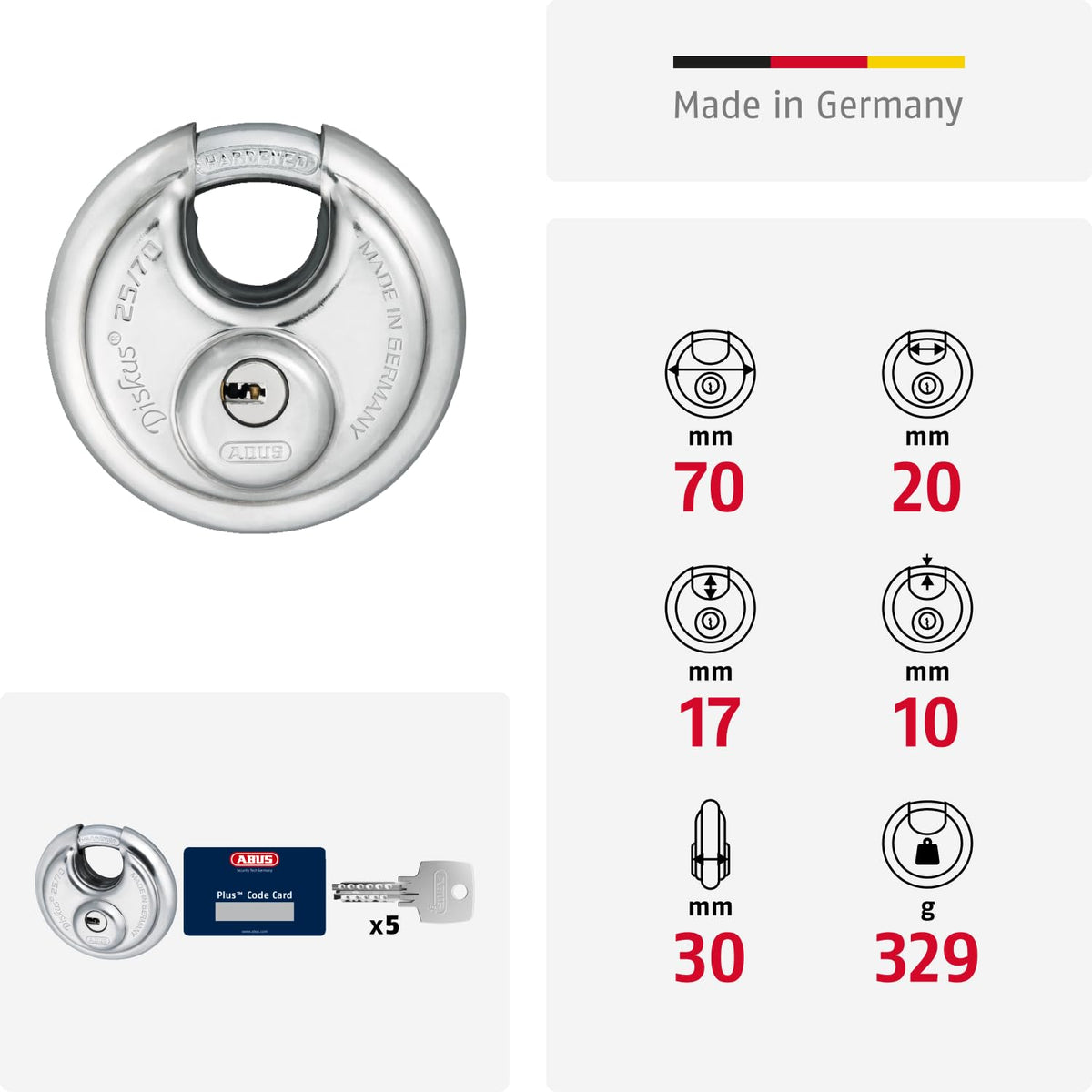 ABUS 90mm / Single / Silver Keyed Padlocks