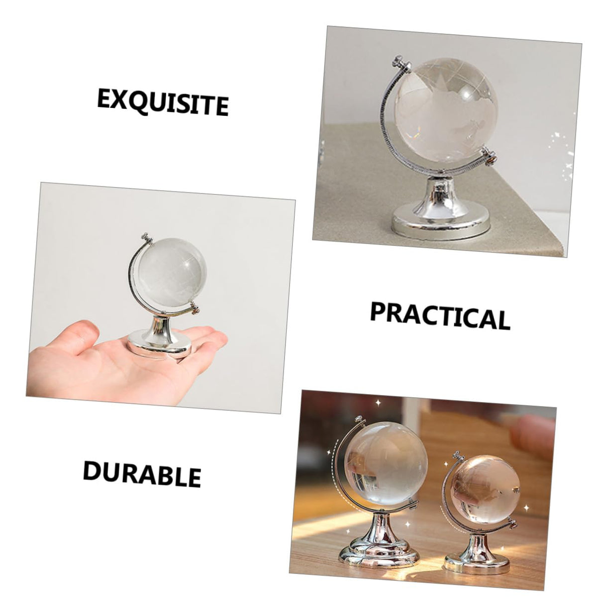 Globe Design Crystal Ball Solid and Long-lasting World Map Globe for Desk Table Top Decor by FELTECHELECTR – artificial crystal, Multi, Model XDRZM48H18DYZ4309I