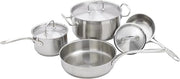 Winco 7 Piece Stainless Steel 7-Piece Cookware Set | Aluminum core for even heat, Riveted handles