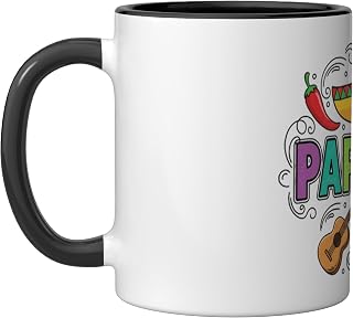 Cute Papacito Cinco De Mayo Shirt Cinco De Mayo Lets Fiesta Ceramic Mug, Black/White