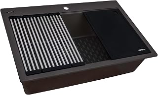Ruvati 33-inch Granite Composite Quartz Workstation Drop-in Topmount Kitchen Sink Espresso - RVG1306ES