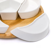 Cididu Ceramic Lazy Susan Serving Tray, Rotating Divided Set with 6 Removable Bowls, 11 Inch