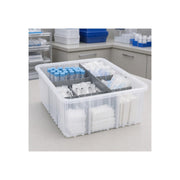 Dividable Grid Storage Container by QUANTUM STORAGE SYSTEMS – 16-1/2" L x 10-7/8" W x 8" H, 1436.0 cubic_inches, Plastic, Clear, Pack of 8